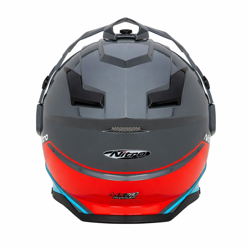 Nitro MX780 Podium Adventure Helmet Gun/Red/Light Blue