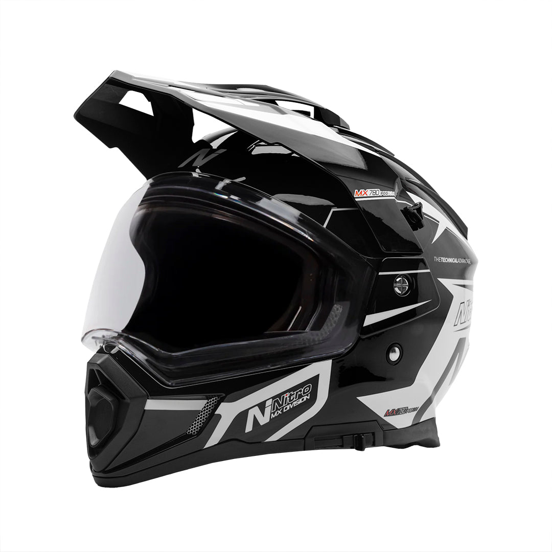 Nitro MX780 Podium Adventure Helmet Black/White — Maxinc