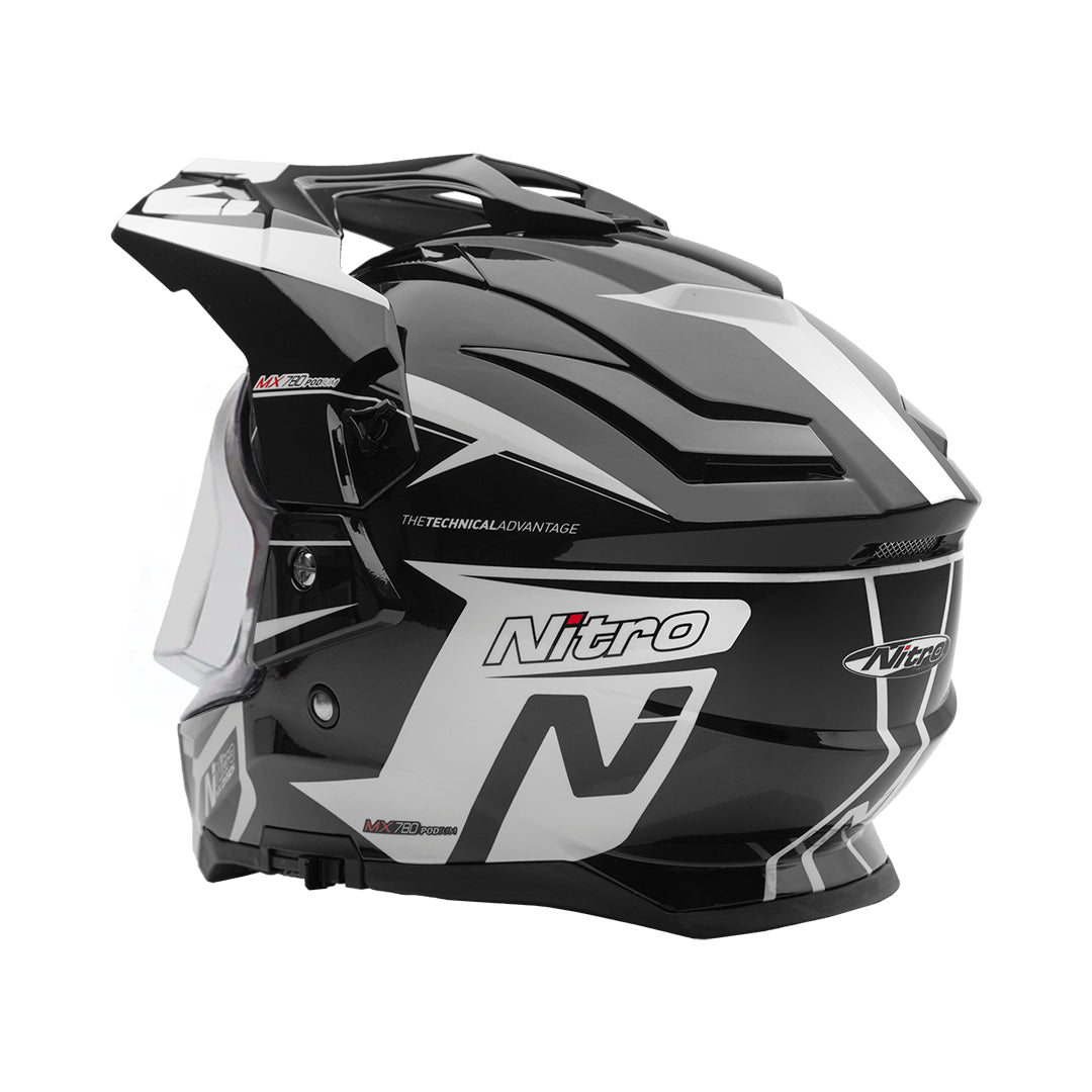 Nitro MX780 Podium Adventure Helmet Black/White — Maxinc