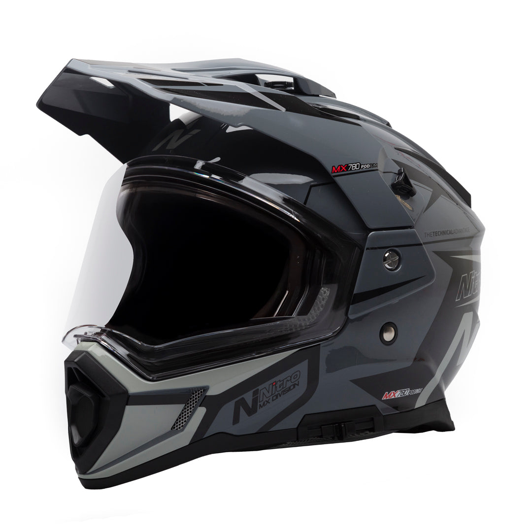Nitro MX780 Podium Adventure Helmet Black/Gun Grey — Maxinc