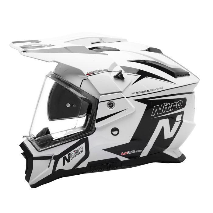 Nitro MX780 Podium Adventure Helmet White/Black — Maxinc