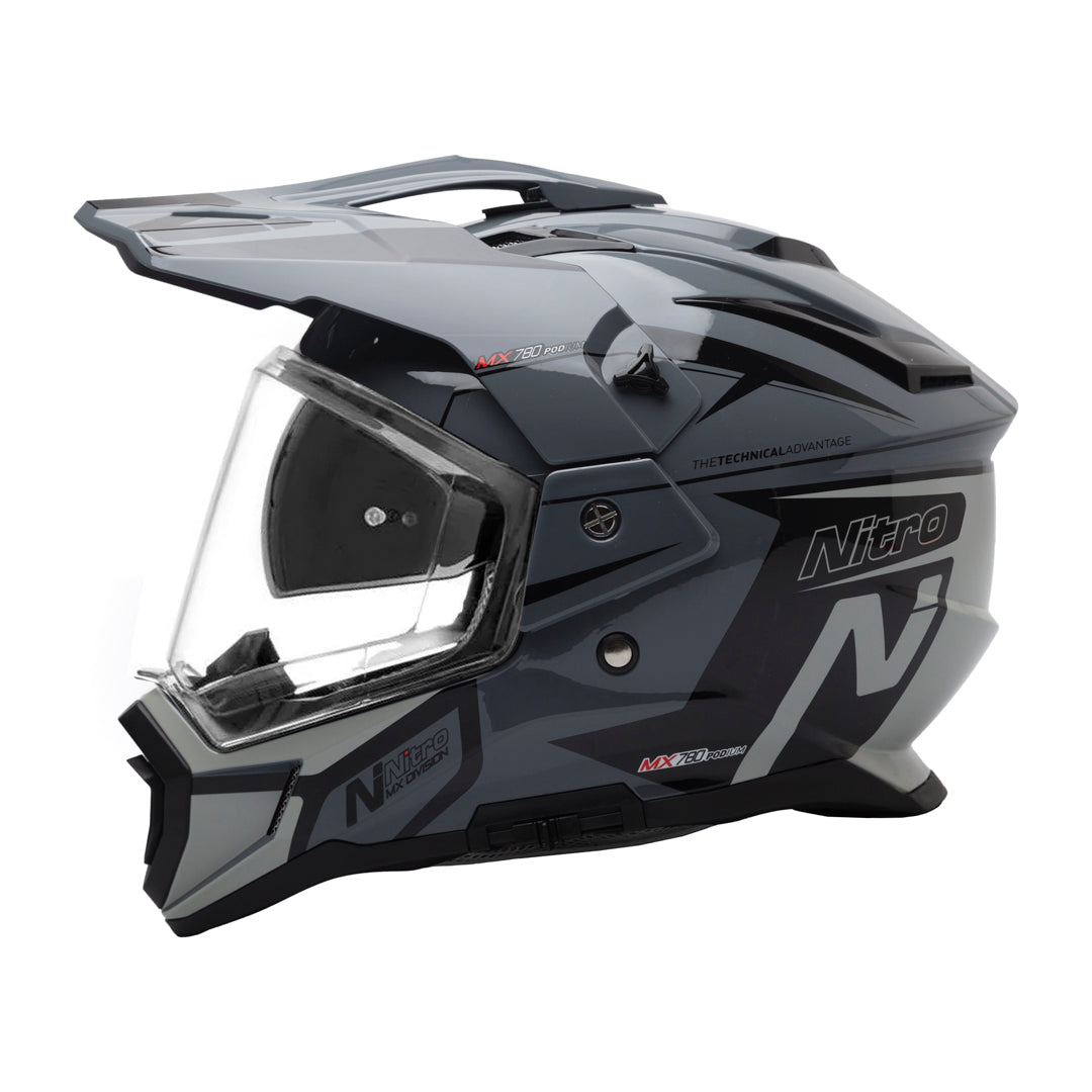 Nitro MX780 Podium Adventure Helmet Black/Gun Grey — Maxinc