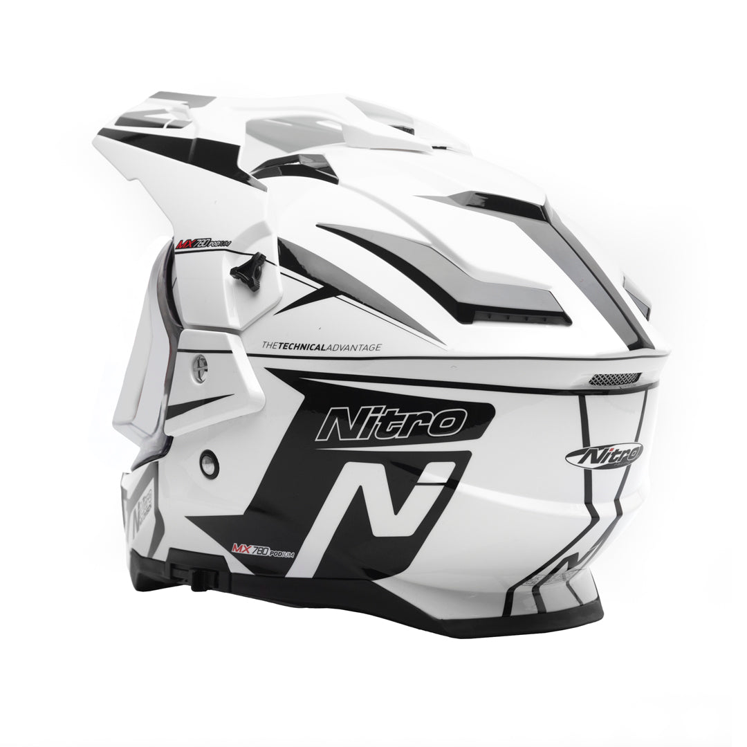 Nitro MX780 Podium Adventure Helmet White/Black — Maxinc