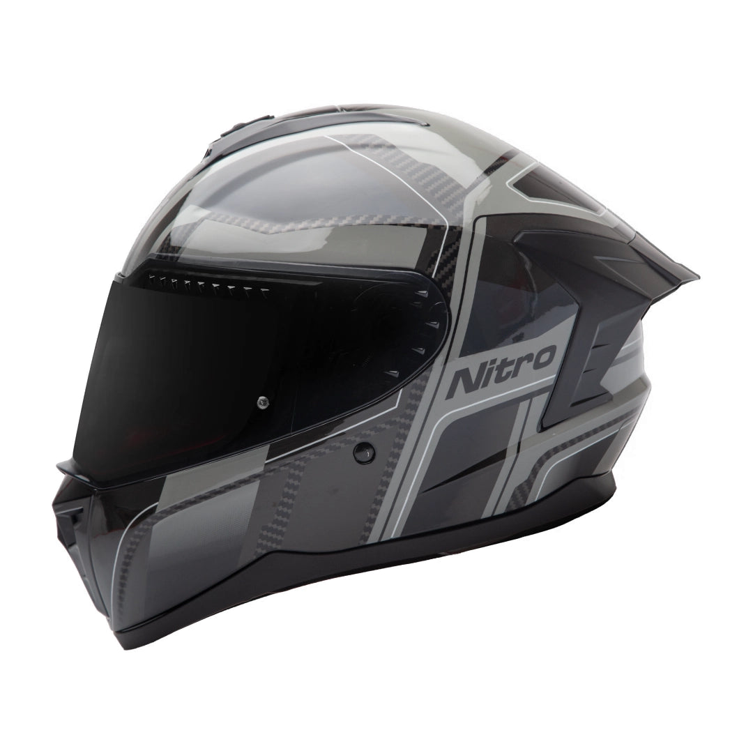Nitro Sidewinder Full Face Helmet Grey/Black — Maxinc