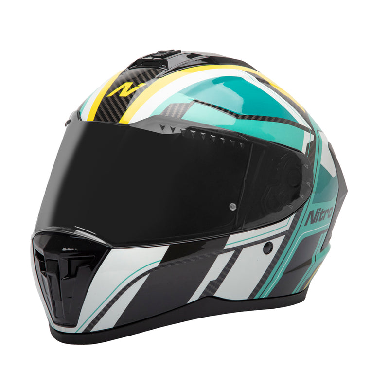 Nitro Sidewinder Full Face Helmet Teal/Yellow