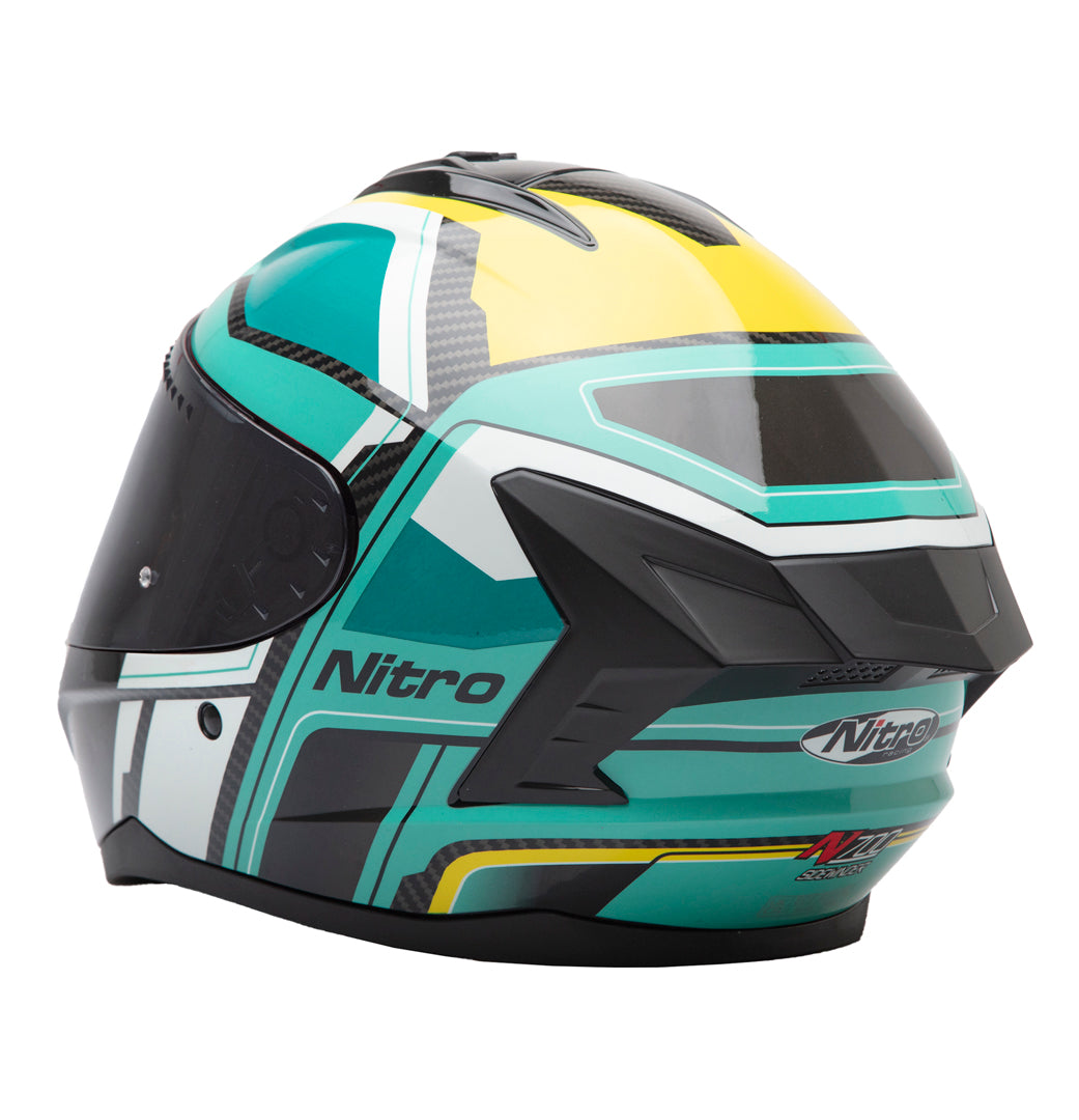 Nitro Sidewinder Full Face Helmet Teal/Yellow — Maxinc