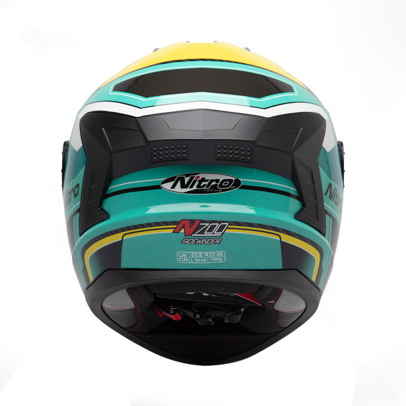 Nitro Sidewinder Full Face Helmet Teal/Yellow