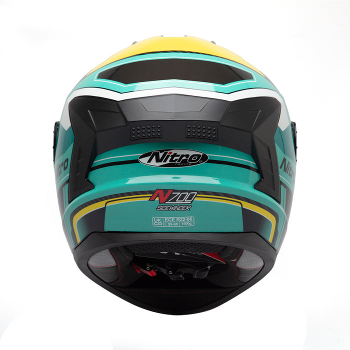 Nitro Sidewinder Full Face Helmet Teal/Yellow