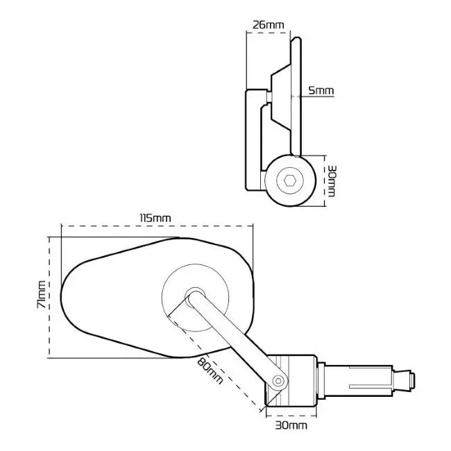 Oxford Shield 360 Bar End Mirror