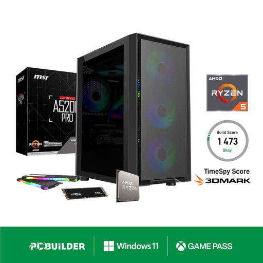 PCBuilder AMD Ryzen 5 5600GT DEFENDER Windows 11 Gaming PC-0