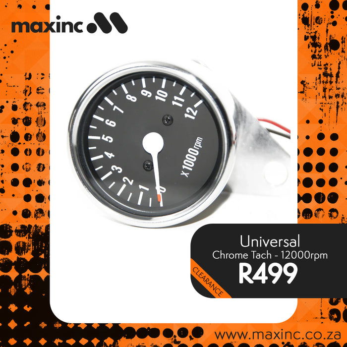 Universal Chrome Tach - 12000rpm