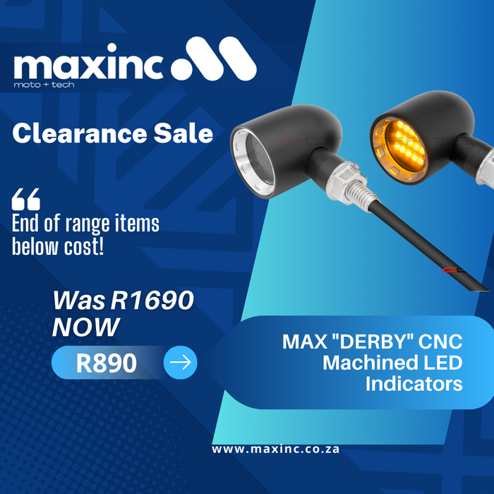 MAX "DERBY" Black/Silver CNC Machined LED Indicators