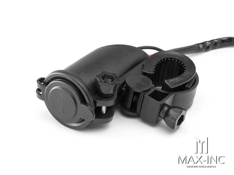 Universal Handlebar Mount Twin USB Power Supply - Fits 22-25mm Bars
