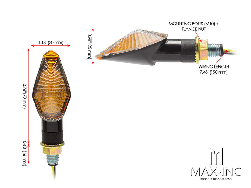 Black Apollos Mini LED Turn Signals - E Marked