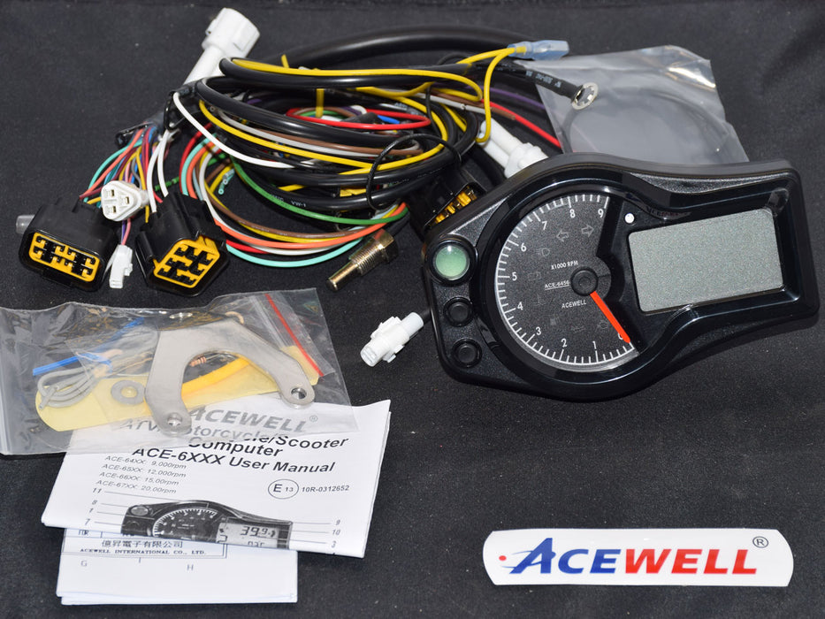 Acewell 6456 Motorcycle Computer - 9 000RPM