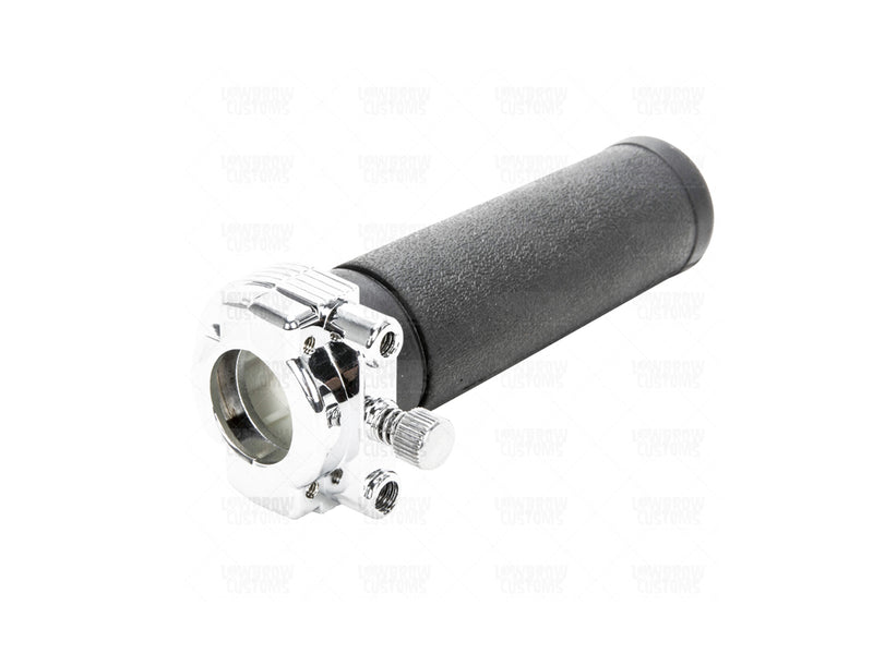Chrome Dual Cable Throttle Assembly with Black Grips - 1 inch