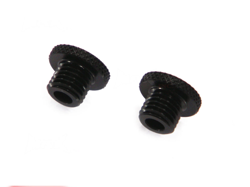 Black CNC Machined Billet Aluminium Threaded Mirror Block Off Plugs - 1 x M10 RH & 1 x M10 LH Thread