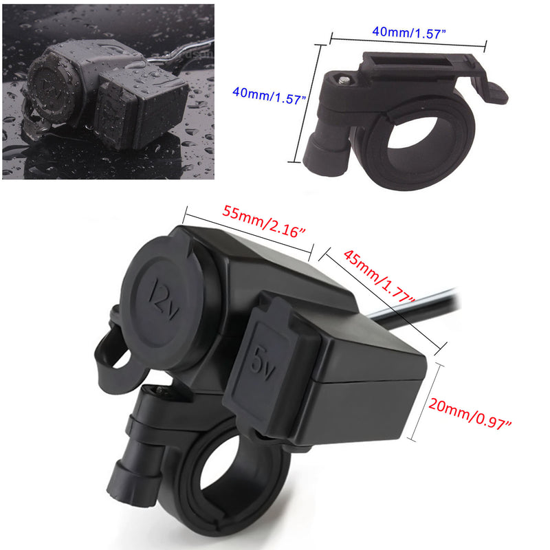 Waterproof 12V Cigarette Lighter Socket / USB Power Charger