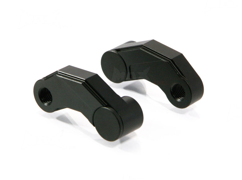 Black CNC Machined Billet Aluminium Mirror Risers / Extenders - 2 x RH M10 Thread