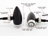 MAX Matte Black + Silver Machined Aluminium Micro Bullet LED Indicators / Turn Signals