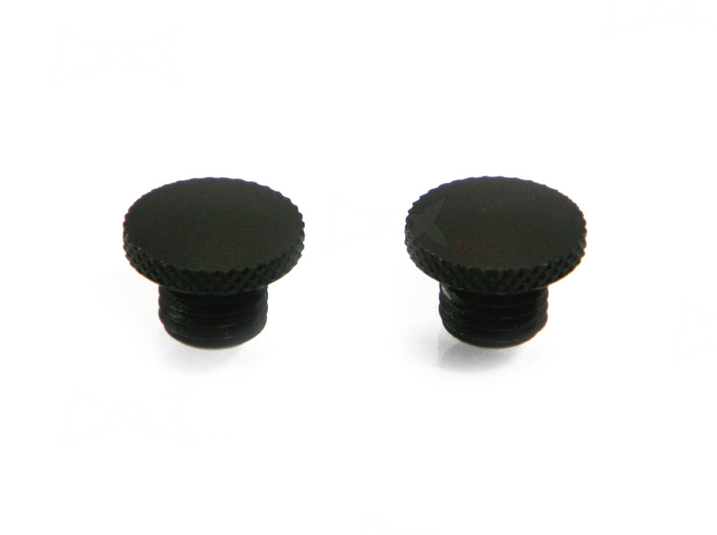 Black CNC Machined Billet Aluminium Threaded Mirror Block Off Plugs - 1 x M10 RH & 1 x M10 LH Thread
