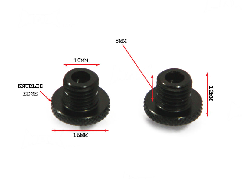 Black CNC Machined Billet Aluminium Threaded Mirror Block Off Plugs - 1 x M10 RH & 1 x M10 LH Thread