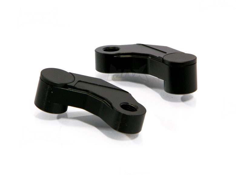 Black CNC Machined Billet Aluminium Mirror Risers / Extenders - 2 x RH M10 Thread