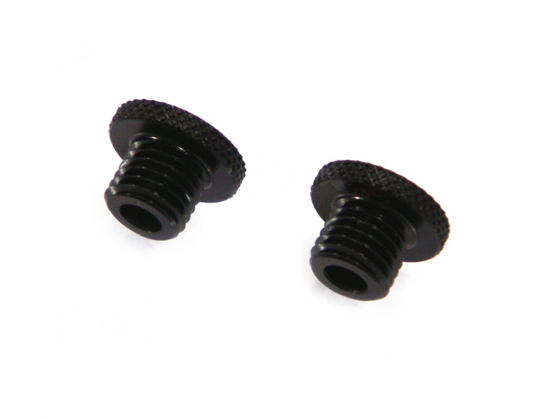 Black CNC Machined Billet Aluminium Threaded Mirror Block Off Plugs - 2 x M10 RH Threads