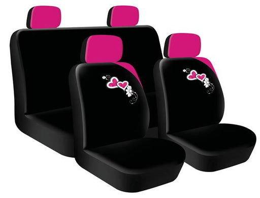 Seat Cover 8Pc Pink Heart Blooms