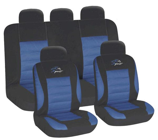 Seat Covers 9 Piece Blue Racing Sport