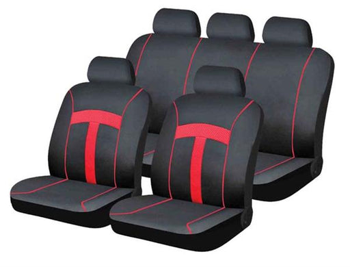 Seat Cover 9Pc Red T-Style