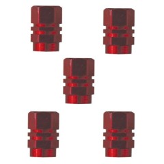 Valve Cap Set 5 Piece Blister Red