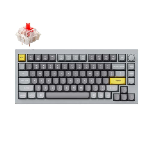 Keychron Q1 75% Red G Pro Switches Aluminium RGB Wired Keyboard - Grey-0