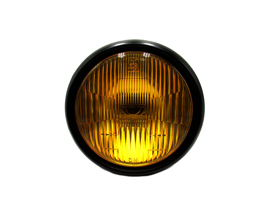 7" Matt Black Classic Headlight With Yellow Lens