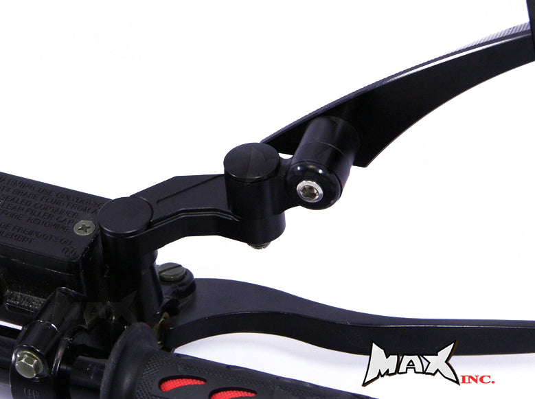 Black CNC Machined Billet Aluminium Mirror Risers / Extenders - 2 x RH M10 Thread